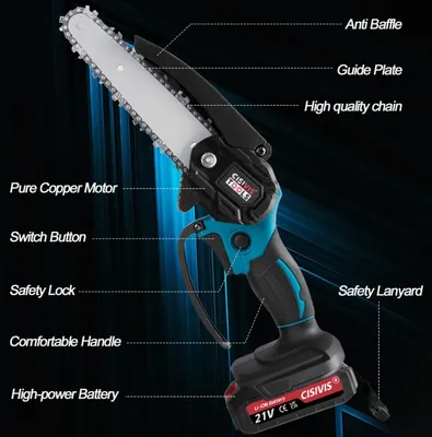 Produktbild von Akku-Kettensäge 3000W 4+6 Zoll Elektro Kettensägen Handkettensäge Mit 2 Akku Neu