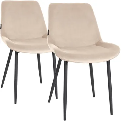 Produktbild von CLP 2er Set Esszimmerstühle Victoria Samtbezug gepolstert mit Rückenlehne creme