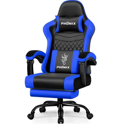 Produktbild von Aiibot Gaming Stuhl, Ergonomischer Gaming Sessel,Schreibtischstuhl,Gamingstuhl mit Fußstütze,Gaming stuhl 150 kg,verstellbare Rückenlehne,Schwarz/Blau