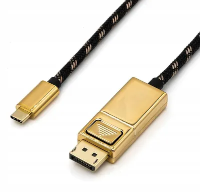 Produktbild von ROLINE GOLD USB-C auf DisplayPort Kabel, 1m, Schwarz/Gold