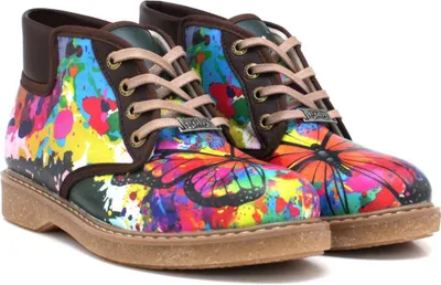 Produktbild von Goby Butterfly Stiefelette - Handgefertigte Vegane Damenstiefel Mit Druck - Bequemes Design - Hochwertige langlebige Mehrfarbige Lackierung - Strapazierfähigkeit im Freien