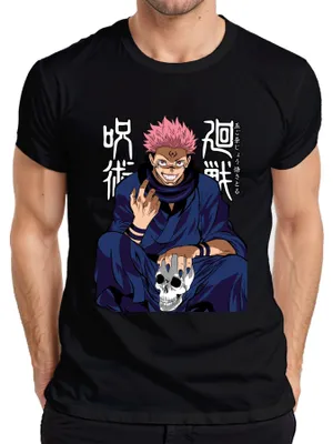 Zdjęcie produktu dla Koszulka męska Sukuna Jujutsu Kaisen Demon Skull Anime, czarny, L