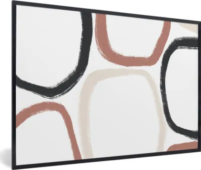 Produktbild von MuchoWow® Gerahmtes Poster Minimalismus - Geometrische Formen - Pastell - Muster 30x20 cm - Poster mit Schwarzem Bilderrahmen Wandposter Rahmen Foto Bilder - Kunstdruck - Bild-Poster