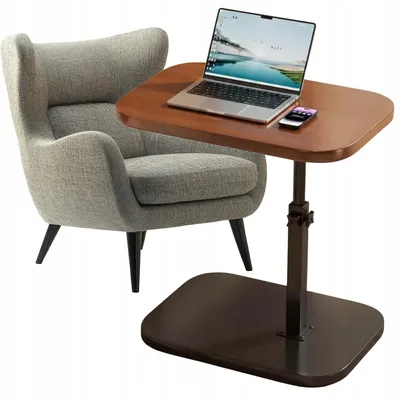 Produktbild von Beistelltisch höhenverstellbar - 40x30 cm - Laptoptisch für Sofa - Walnuss