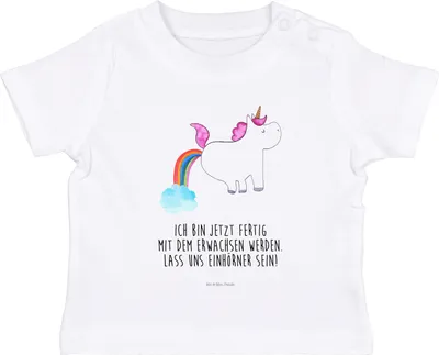 Produktbild von Mr. & Mrs. Panda Babyshirt Einhorn Pupsen 12. - 18. Monat - Weiß - Geschenk, Lustig, Pups, Baby Jerseyshirt,  T-Shirt, Shirt, Kinder, Freundin, Unicorn, Oberteil, Spaß