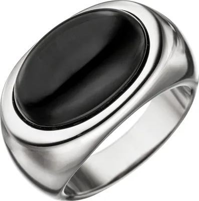 Produktbild von Gr. 64 Damen Ring 925 Sterling Silber 1 Onyx schwarz Silberring Onyxring