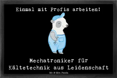 Produktbild von Mr. & Mrs. Panda Schmutzfangmatte Mechatroniker für Kältetechnik Leidenschaft 40 x 60 cm - Schwarz - Geschenk, Witzig, Gesellenprüfung, Lustig, fußmatte, Bodenvorleger