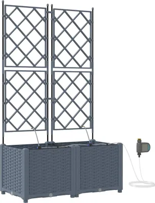Image de Cache-pot de jardin 2 pcs Gris Clair 80 x 40 x 142 cm Plastique