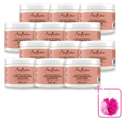 Imagen del producto de 12 unidades de SheaMoisture Crema para definir rizos con aceite de coco y hibisco, 326 ml - Paquete ahorro