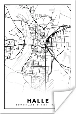 Produktbild von MuchoWow® Poster Stadtplan - Halle - Karte 120x180 cm - Kunstposter