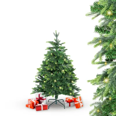 Produktbild von Künstlicher Weihnachtsbaum BonTree Tanne 120 cm mit Beleuchtung 110 LED warmweiß Christbaum