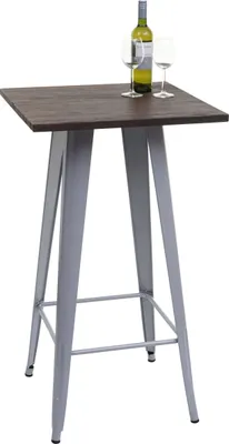 Obrázok produktu pre Barový stôl HWC-A73 vrátane drevenej dosky, bistro stôl barový stôl, kovový priemyselný dizajn  107x60x60cm ~ sivá