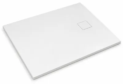 Produktbild von Art of Baan Duschwanne 100x80 Flach 2,5cm Weiß SMC Schieferoptik + Ablauf Set