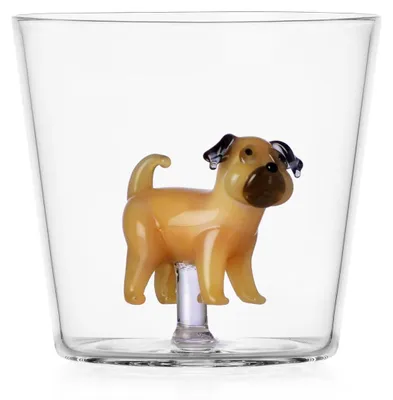 Tumbler Mopshond 30 cl Borosilikatglas handgefertigt