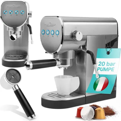 Produktbild von ProfiCook® Espressomaschine für Espressopulver und Nespresso kompatible Kapseln - 20bar italienische Pumpe - für aromatischen Espresso - PC ES 1265