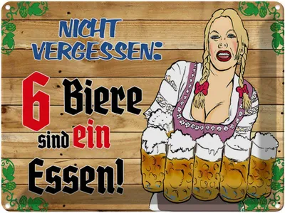 Produktbild von vianmo Blechschild 30x40 cm 6 Biere sind ein Essen Spruch Zitat