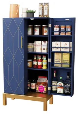 Image de Meuble multifonction bleu avec étagère réglable, dimensions : 114,4 x 59 x 30 cm