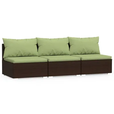 Produktbild von 3-Sitzer-Sofa mit Kissen Braun Poly Rattan