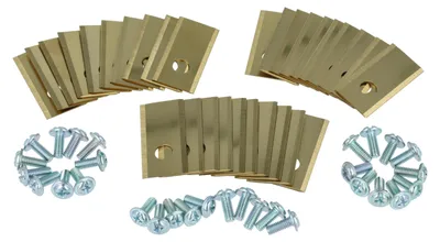 Produktbild von vhbw 30x Ersatz-Messer kompatibel mit Landxcape Rasenmäher - Ersatzklinge Silber Gold, Titan-Apatit