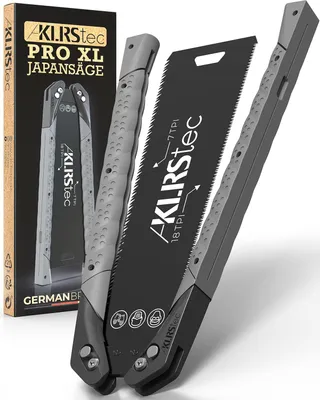Produktbild von KLRStec PRO XL Japansäge – Beidseitig gezahntes Sägeblatt 240mm Kohlenstoffstahl – Klappbare Zugsäge mit rutschfestem TPU-Griff – für Holz & Kunsstoff
