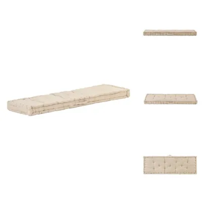 Produktbild von vidaXL Palettenkissen Baumwolle 120×40×7 cm Beige -  Sitzpolster