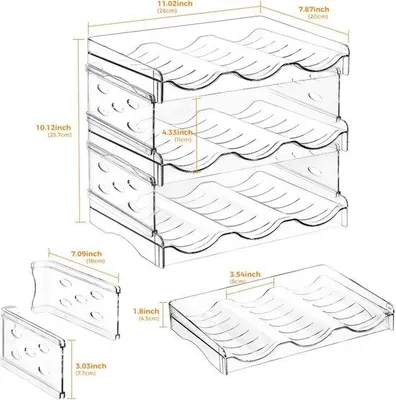 Produktbild von Famanu Stapelbarer Wasserflaschen-Organizer 3 Ebenen - Kunststoff Halter für Schrank und Vorratskammer - 9 Flaschen