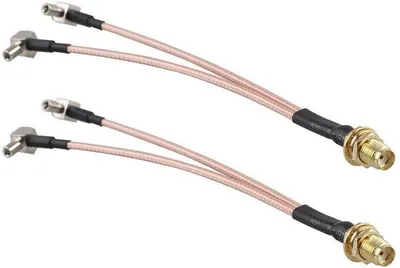 Productafbeelding van Dubbele TS9-verlengkabel met vrouwelijke naar mannelijke adapter voor RG316-kabels, 15 cm - LTE-antennemodule voor mobiele internetrouters