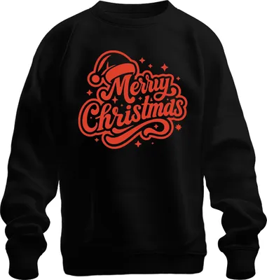 Produktbild von Merry Christmas Weihnachten Geschenk Santa Hat Sterne Vintage Uni Sweatshirt Pullover, Schwarz, XXL