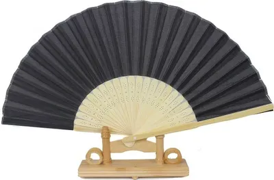 Produktbild von 2 stück Seidenstoff Fächer Handfächer Lichteffekte Bambus glatt schwarz