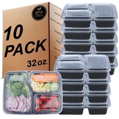 3-Fach Bento Lunchboxen, BPA-frei, 10er Set, 946 ml