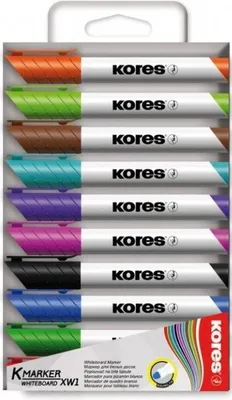 Produktbild von Kores Whiteboard Marker-Set 3mm Rundspitze, 10 Stück(e), Schwarz, Blau, Braun, Grün, Hellgrün, Orange, Pink, Rot, Türkis, Violett, Rundspitze, Mehrfarbig, 3 mm
