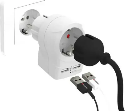 Obrázok produktu pre Skross 1.500282, Typ C (Európska koncovka), Typ C (Europlug) + Typ F, Typ C (Európska koncovka), Typ E (FR), Typ F, 100 - 250 V, 50 - 60 Hz, Biela
