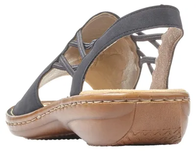Produktbild von Rieker Damen Sandalen mit Hochfront und Gummizug Riemen 608D1, Größe:38 EU, Farbe:Blau