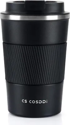 Produktbild von Famanu Thermobecher Edelstahl 380 ml - vakuumisoliert, auslaufsicher, mit Deckel