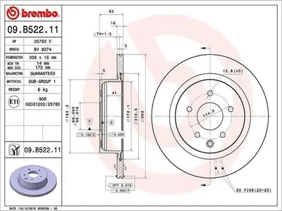 Produktbild von Bremsscheibe BREMBO 09.B522.11