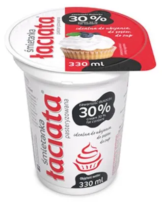 Zdjęcie produktu dla Śmietanka Łaciata 30% pasteryzowana kubek 330ml