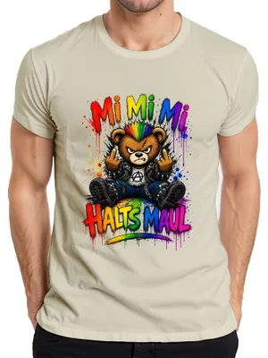 Immagine prodotto di T-shirt "Mi Mi Mi Halts Maul Bär Punk Rocker Statement Sarkasmus Teddy" per uomo, colore naturale, taglia L