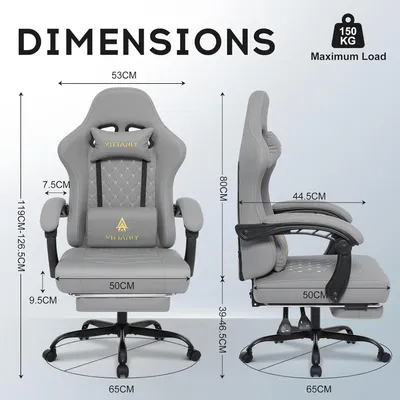 Obrázek produktu pro Herní židle - Kancelářská židle - Židle pro hráče - Pracovní židle - Otočná židle - Ergonomický design - Extra široký pružinový sedák