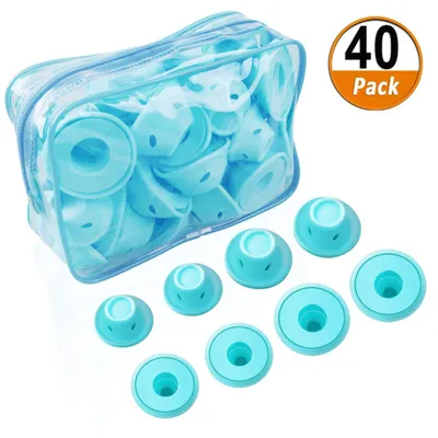 Obrázek produktu pro 40 Stücke Blau Magie Lockenwickler Silikon Magic Haarspulen Haar Roller Silikon Ohne Hitze Haarpflege DIY Styling-Tools Set Für Kurze Lange Haare (20 Große und 20 Kleine Silikon Lockenwickler