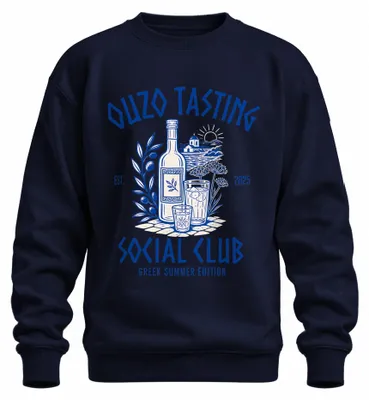 Productafbeelding van Ouzo-proeverij Social Club, Griekse Zomer Editie, Hellas, Anijs-sweatshirt, marineblauw, maat M
