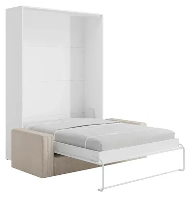Produktbild von Schrankbett - 160 x 200 cm - Weiß - Vertikale manuelle Öffnung - Mit Sofa - BEGANIO