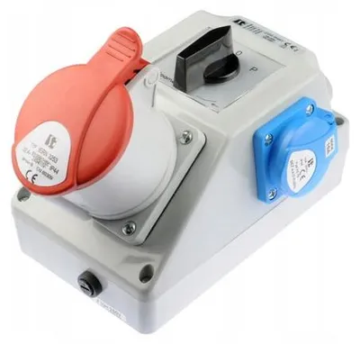 Produktbild von Installationssatz Mit 32-A-Steckdose 5P+2P+Z (L-0-P) Rot – E145Ey-Sp016
