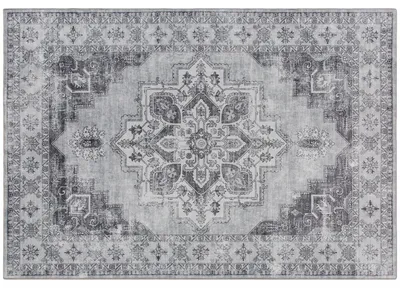 Zdjęcie produktu dla Dywan, wzór w kwiaty w stylu vintage, podkładka antypoślizgowa, jasnoszary, 2300 mm × 1600 mm