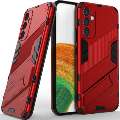 Produktbild von Armor Hülle für Samsung Galaxy A34, Hybrid PC TPU Bumper Stoßfestes Schutzhülle mit Standfunktion Rot