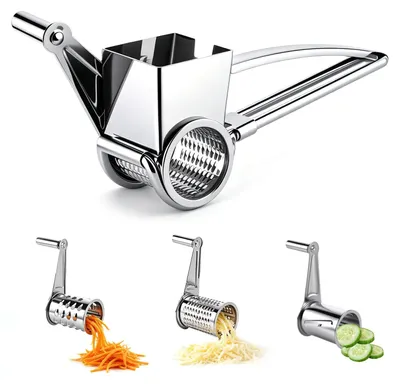 Image de Solidchoice - Râpe à fromage rotative 3-en-1, râpe manuelle en acier inoxydable pour la cuisine