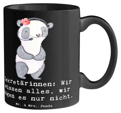 Produktbild von Mr. & Mrs. Panda Pott Sekretärin Geheimnisträgerin - Schwarz - Geschenk, Loyalität, Sekretärinnen: Wir wissen alles, Büromanagement, Berufe, Arbeitsatmosphäre, Becher