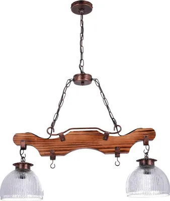Produktbild von TIBU Holz Lampe Vintage Holz Hängelampe Esstisch Wohnzimmer E27 höhenverstellbar Bügel 2 flammig