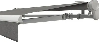 Produktbild von SOLUNA Gelenkarmmarkise Trend 4,5x2,5 Stoff Dessin U104 Gestell Silber eloxiert Antrieb rechts inkl. Motor, Wandschalter