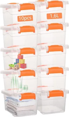 Produktbild von Famanu Aufbewahrungsboxen mit Deckel - 1,6 l - Stapelbare Boxen - 20 x 15 x 11 cm - Kunststoff - BPA-frei