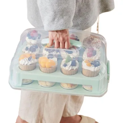 Produktbild von Cupcake Transportbehälter, 24 Cupcake Behälter Muffin Träger Transportbox - Wiederverwendbare Aufbewahrungsdose Für Muffin Kuchen Kekse Hochzeit Party